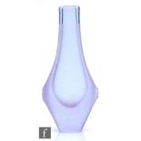 A 1960s Czech alexandrite glass vase by Miloslav Klinger for ZBS, the compressed tear drop body with