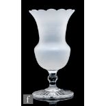 A late 19th Century Stourbridge glass vase, the upper thistle form bowl with petal edge rim and