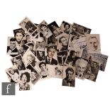 A collection of signed photographs and postcards, to include Brigitte Bardot, Dirk Bogarde, Julie