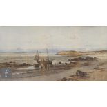 JOSEPH HUGHES CLAYTON (1870-1930) - A coastal scene with beached fishing boat, watercolour,