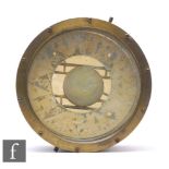 An early 20th Century brass cased ships gimbal compass, with screw down bezel and painted dial,