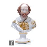 An early 19th Century Staffordshire Pearlware bust of Shakespeare circa 1820, in draped robes