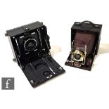 An Eastman Kodak Plate Camera Series 10 in leather case with brown bellows and Bausch & Lomb lens,