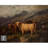 J. HENRY (LATE 19TH CENTURY) - Highland cattle, oil on canvas, signed, framed, 71cm x 92, frame size