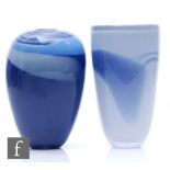 A large later 20th Century contemporary studio glass Landscape vase by Jo Giles, the tapered