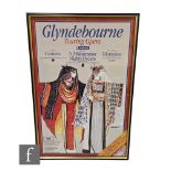 An operatic poster for the Glyndebourne Touring Opera, 76cm x 51cm, framed.