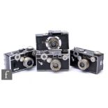 A collection of Argus cameras, to include an Argus Cintar with a f/3.5 50mm lens, two Argus C2