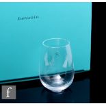 A set of ten Tiffany & Co stemless white wine glasses of plain tapered form, complete with