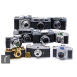 A collection of 35mm rangefinder/SLR cameras, to include Ferrania Tanit, Pentonia II, Fed 4, Purma