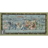 INDIAN SCHOOL (20TH CENTURY) - A Royal Procession, gouache on linen, framed, 38cm x 84cm, frame size