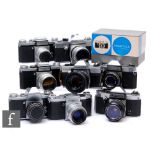 A collection of Praktica 35mm SLR cameras, to include a boxed Nova, Super TL, MTL 5B, FX, FX 2, F.