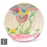 A small Clarice Cliff rope edged side plate circa 1935, hand painted in the Pink Pearls pattern with