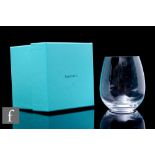 A set of ten Tiffany & Co stemless red wine glasses of plain tapered form, complete with all