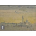 W. BANNISTER (20TH CENTURY SCHOOL) -  Campanile San Marco at dusk in Venice, watercolour, signed,