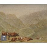 ROBERT HILLS, OWS (1769-1844) - Cattle on a hillside, watercolour, signed indistinctly, framed, 16cm