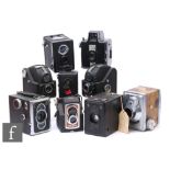 A collection of TLR and Box Cameras, to include a Zeiss Ikon with Goerz Frontar-Achromat lens, Zeiss