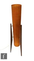 Attributed to Novoplast - A 1960s cylindrical rocket floor lamp, the orange spun acrylic shade