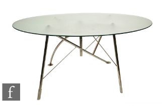 Phillipe Starck - XO - A Dole Melipone table, with circular frosted glass top over the folding