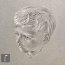 Anthony Brandt (1925-2009) - Portrait of a young boy, charcoal and white drawing on grey paper,