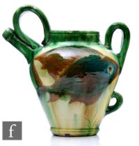 Attributed to C H Brannam - A large earthenware Fish jug, of shouldered form with spout and