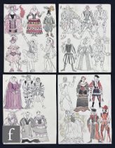 Albert Wainwright (1898-1943) - Four sketchbook pages depicting character costume designs for