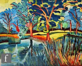 Jean Miller (Contemporary) - A forest pool, oil on canvas, signed, inscribed verso, unframed, 81cm x