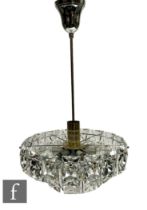 Kinkeldy - A German 1960s/70s crystal prism four-tier chandelier light fitting, with central gilt