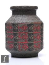 Gerda Hukeroth - Carstens - A 1960s German studio ware wax resist Fat Lava vase, of footed