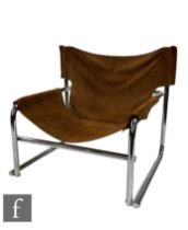 Rodney Kinsman - OMK - A model T1 sling armchair on chromium plated tubular frame, with brown