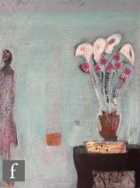 Siobhan Purdy (Born 1970) - 'Flower Study', acrylic on canvas, titled and dated 2006 verso,