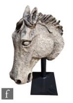 Mark Jenkins Design - A reconstituted granite sculpture of a horse head, mounted to a blackened