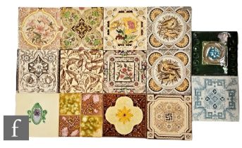 Assorted makers - A collection of 19th Century dust pressed tiles from T. G. & F Booth, Steele &