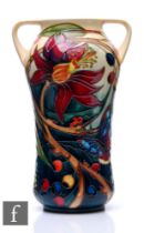 Emma Bossons - Moorcroft Pottery - A large twin handled vase of high shouldered form, shape 375/