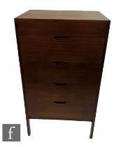 Richard Hornby - Fyne Ladye Furniture - A teak chest of five drawers with recessed handles, height