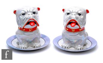 Shofu - A pair of 1920s ceramic preserve pots, modelled as stylised bulldogs, decorated in a
