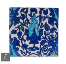 William De Morgan - A Merton Abbey plastic clay tile circa 1885, decorated in the India pattern with