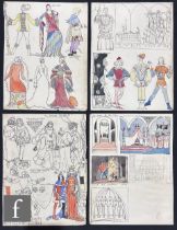 Albert Wainwright (1898-1943) - Four sketchbook pages, depicting character studies, costumes designs