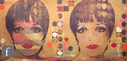 Contemporary School - 'Liza Minnelli Pop', mixed media on canvas laid down on board, titled verso,