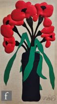 Howard Smith - Vallila Finland - A large applique wall hanging panel depicting a vase of