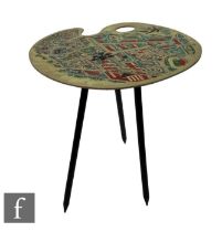 Bois Manu. - A 1950s souvenir occasional or lamp table to commemorate the Expo '58 Brussels World