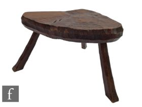 Jack Grimble - Cromer - A later 20th Century hand crafted stool with solid timber seat with carved