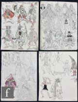 Albert Wainwright (1898-1943) - Five sketchbook pages depicting studies of character costume