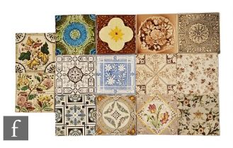 Assorted makers - A collection of 19th Century dust pressed tiles from Decorative Art Tile Co, T & R