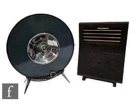 Sofono and other makers - A 1950s circular pressed metal electric heater, raised on