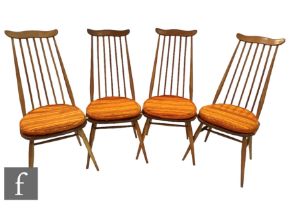 Lucian Ercolani - Ercol Furniture - A set of four blonde elm and beech model 369 'Goldsmith' chairs,