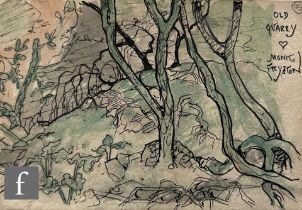 Albert Wainwright (1898-1943) - Old Quarry, to the reverse multiple figurative studies, pen, ink and