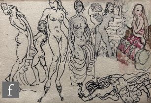Albert Wainwright (1898-1943) - A sketch depicting studies of nude female figures in various