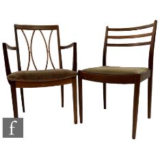 G-Plan Furniture - A set of four teak model 4534 ladderback dining chairs with drop in seats,