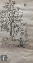 Albert Wainwright (1898-1943) - A sketch of a youth sitting under an apple tree, pen, ink and