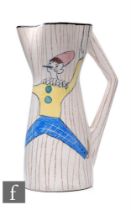 Unknown - A mid Century pinch spout pitcher, with hand painted figure of Pinocchio over a cream